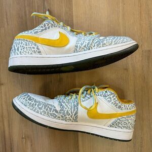 Nike Air Jordan 1 White/Yellow Retro Low 'West Coast' Sneakers Men's Size 10